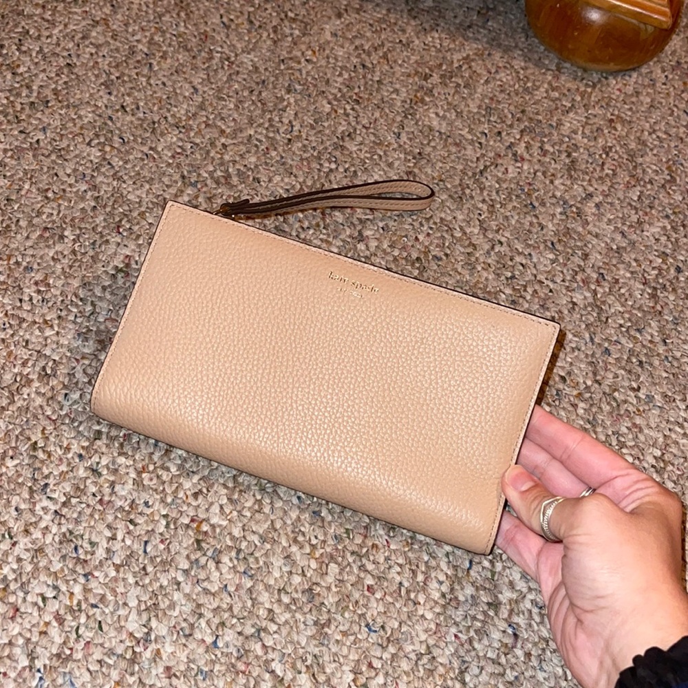 Kate Spade wristlet wallet, tan color